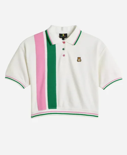 Abby Littman Ginny & Georgia Pink & Green Striped Polo Top