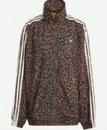 Adidas Leopard Firebird Brown Oversized Track Top Jacket For Sale