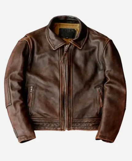 Adventure Bound Brown Leather Jacket For Sale