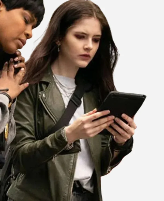 Ainsley-Seiger-Law-Order-Organized-Crime-Jet-Slootmaekers-Green-Biker-Leather-Jacket