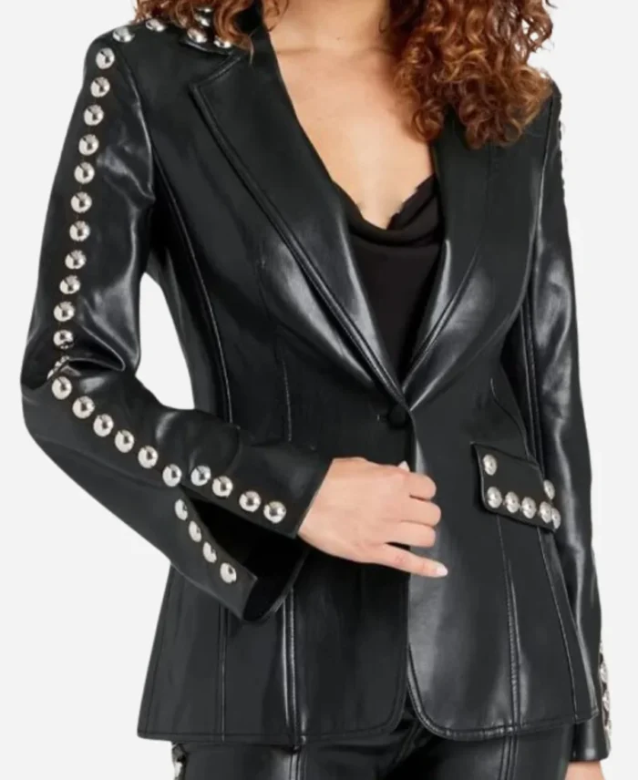 Americas-Sweethearts-Dallas-Cowboys-Cheerleaders-Season-02-Judy-Trammel-Black-Leather-Stud-Sleeve-Blazer