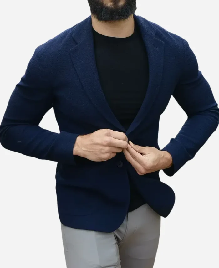 Andrew Tate Blue Wool Blazer For Sale