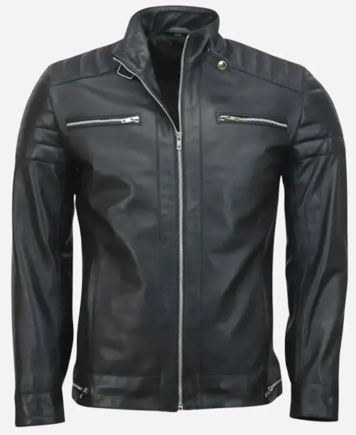 Andrew Tate Cafe Racer Black Leather Jacket