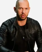 Andrew Tate Cafe Racer Black Leather Jacket For Sale