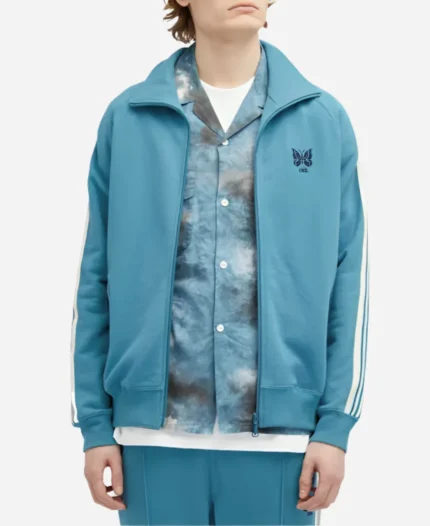 Anson Boon TV Series MobLand 2025 Eddie Harrigan Blue Track Jacket