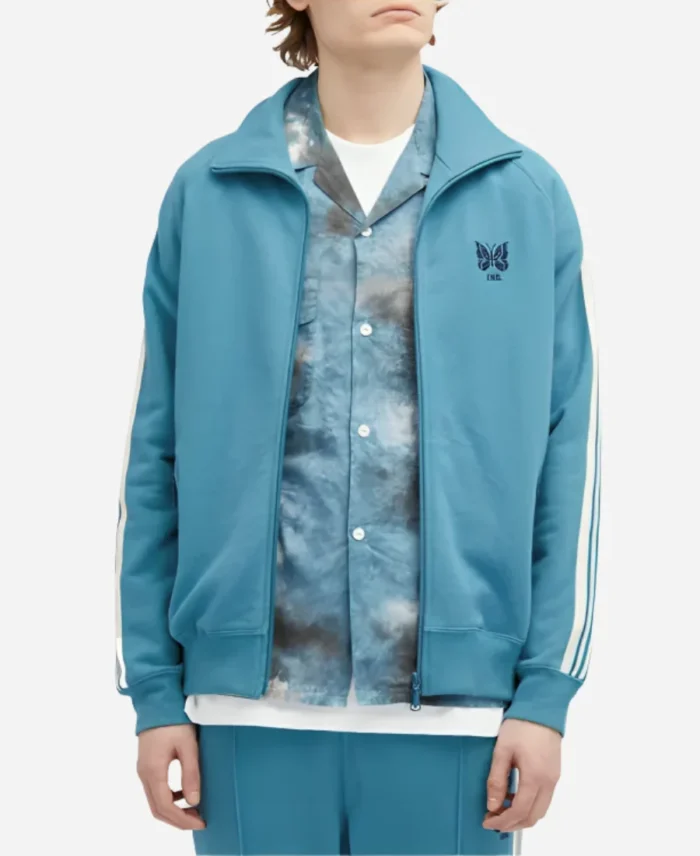 Anson Boon TV Series MobLand 2025 Eddie Harrigan Blue Track Jacket