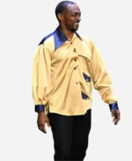 Anthony Mackie Gordon Gartrell Golden And Blue Silk Shirt For Sale