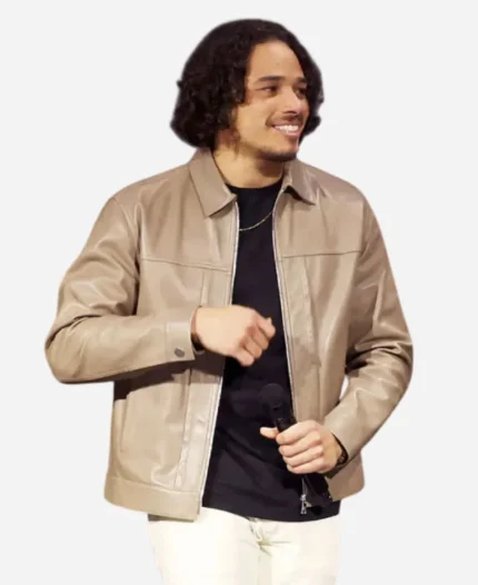 Anthony Ramos Ironheart Beige Leather Jacket