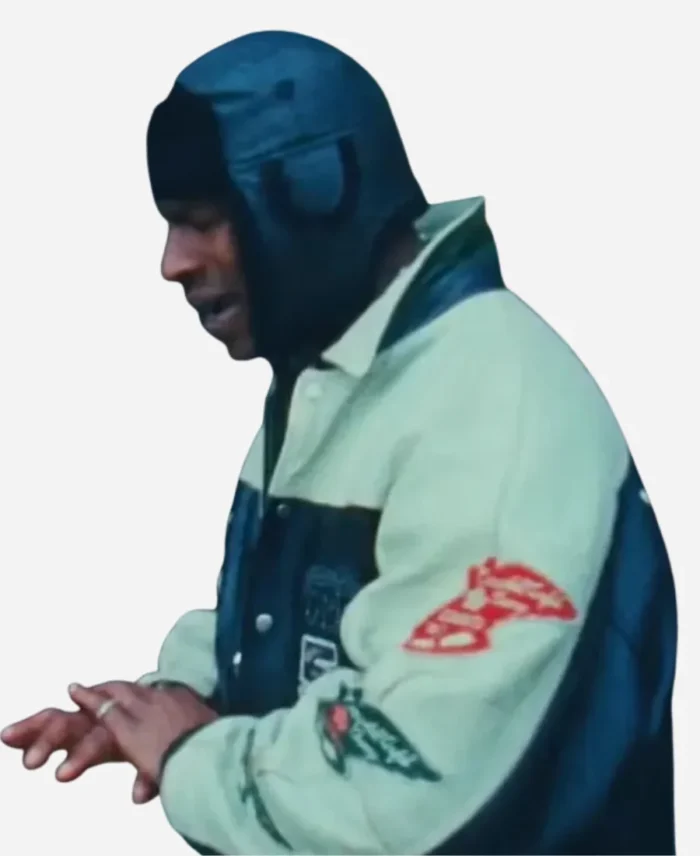 Asap Rocky Praise the Lord Avirex Leather Varsity Jacket For Sale