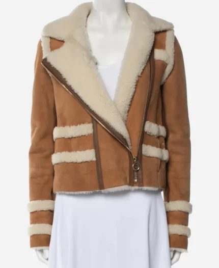 Asymmetrical Zip Fastening Shearling Jacket