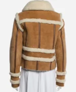 Asymmetrical Zip Fastening Shearling Suede Jacket For Sale