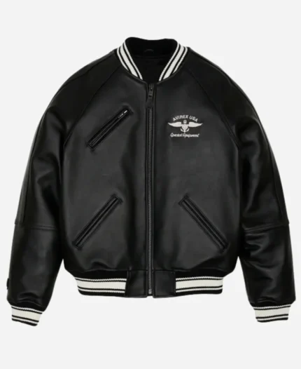 Avirex Stadium Black Bomber Leather Jacket