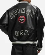 Avirex Stadium Black Leather Jacket