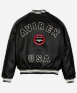 Avirex Stadium Black Leather Jacket For Sale