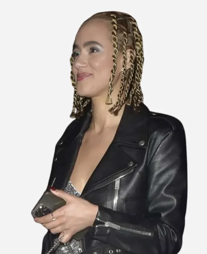 BAFTA 2025 Nathalie Emmanuel Black Leather Jacket