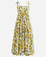 Bess Sinclair TV Series We Were Liars 2025 Candice King Lemon WhiteYellow Print Midi Dress