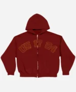 Billie Eilish The World Tour 2024-2025 Encore Maroon Full-Zip Hooded Jacket