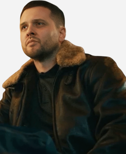 Bradley Turner TV Series MobLand 2025 Freddie Shaw Shearling Brown Leather Jacket