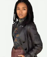 Carmen Riley Law & Order Organized Crime S02 Nona Parker Johnson Black Leather Trench Coat