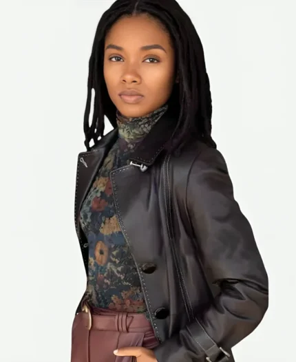 Carmen Riley Law & Order Organized Crime S02 Nona Parker Johnson Black Leather Trench Coat