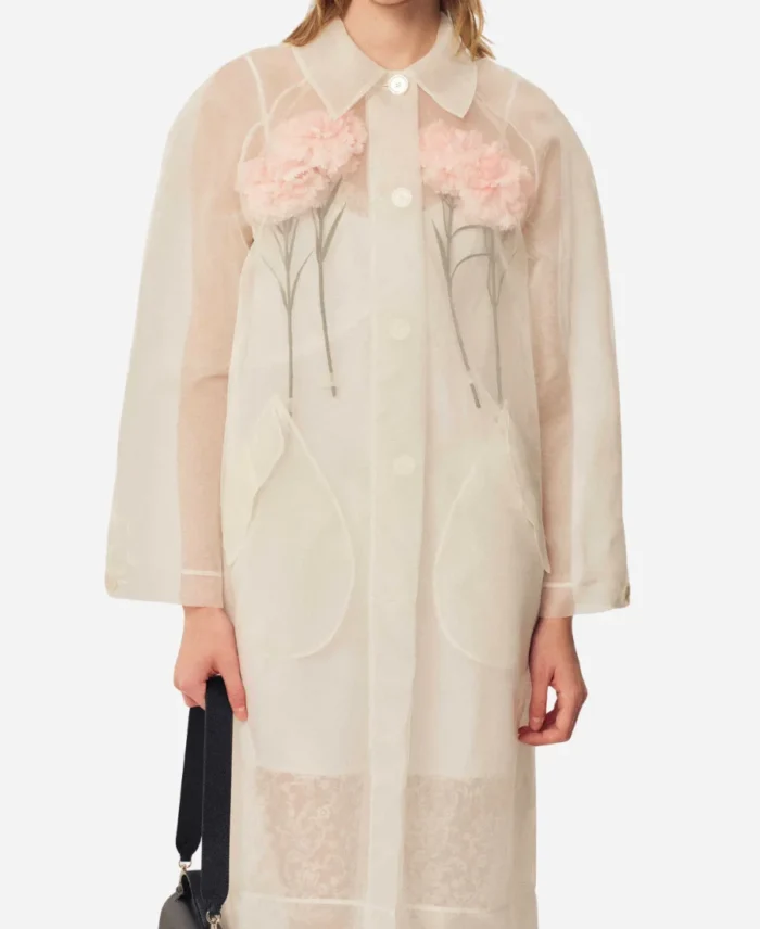 Carrie Bradshaw And Just Like That S03 Floral Applique Mesh Coat