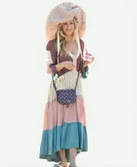 Carrie Bradshaw And Just Like That S03 Tiered Long Sleeve Midi Dress