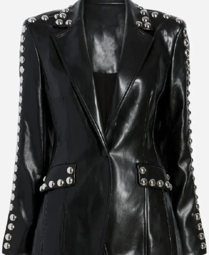 Dallas-Cowboys-Cheerleaders-Judy-Trammel-Black-Leather-Blazer-For-Sale
