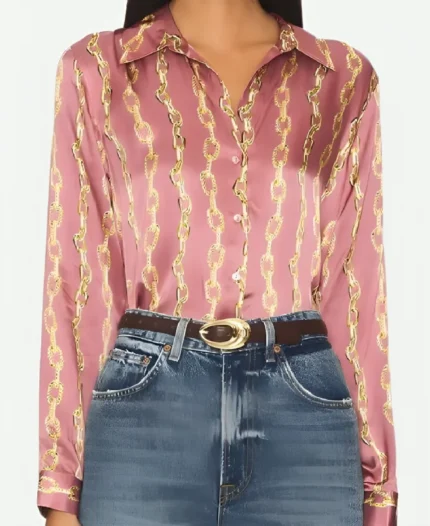 Danielle Campbell The Waterfront 2025 Chain Silk Blouse