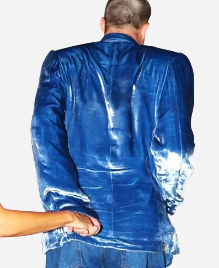 Date Night 2025 Brad Pitt Velvet Blue Blazer For Sale