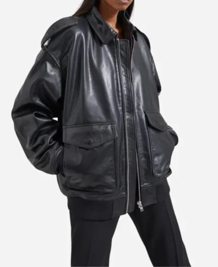 Diane Kruger NY Street Style 2025 Black Leather Jacket