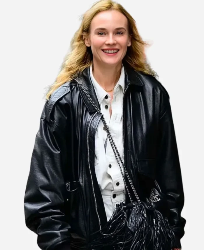 Diane Kruger NY Street Style 2025 Leather Jacket