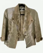 Dolly Wells And Just Like That S03 Metallic Moto Jacket