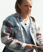 Dylan Dreyer The Today Show Plaid Denim Patchwork Two-Tone Hooded Jacket