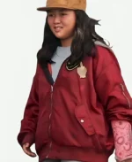Ella Jay Basco Birds of Prey Red Bomber Jacket