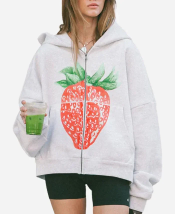 Elwood-Strawberry-Zip-Rectangle-Grey-Hoodie-For-Unisex
