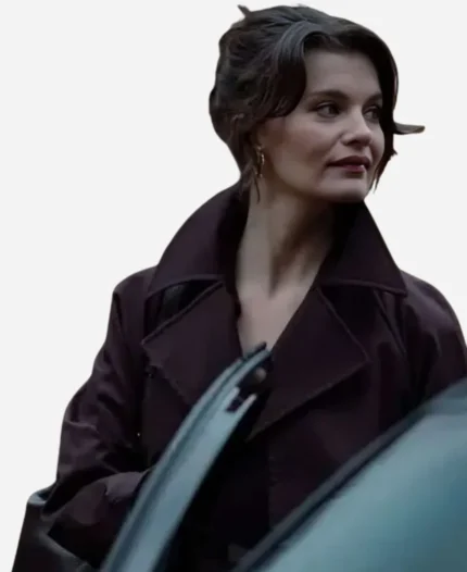 Emily-Barber-MobLand-2025-Burgundy-Trench-Coat