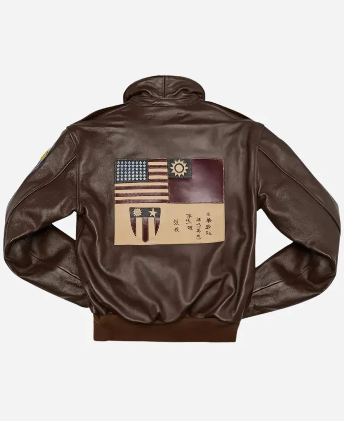 Flying Tigers A-2 Brown Bomber Leather Jacket For Sale