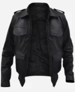 German Police Black Leather Jacket