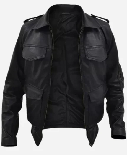 German Police Black Leather Jacket