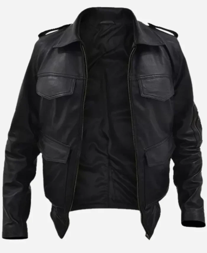 German Police Black Leather Jacket