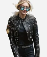 Gigi Hadid Black Leather Studded Jacket