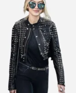 Gigi Hadid Black Studded Leather Jacket