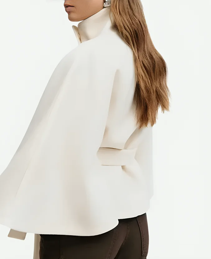 Gina-Tricot-Belt-Cape-White-Jacket-For-Women Gina-Tricot-Belt-Cape-White-Jacket-For-Women