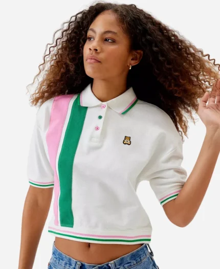 Ginny & Georgia Abby Littman Pink & Green Striped Polo Top