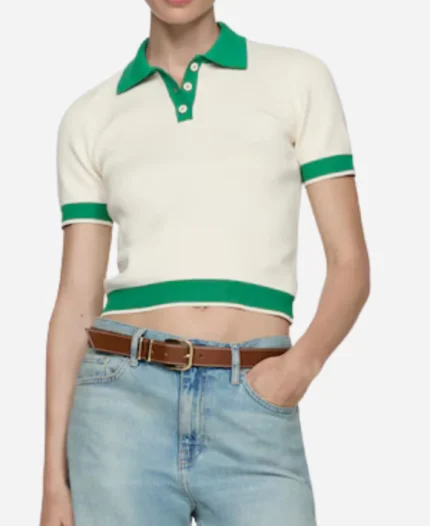 Ginny & Georgia Georgia Miller White and Green Polo Top