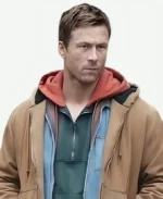 Glen Powell The Running Man 2025 Brown Hooded Jacket