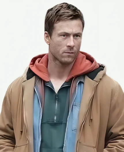 Glen Powell The Running Man 2025 Brown Hooded Jacket