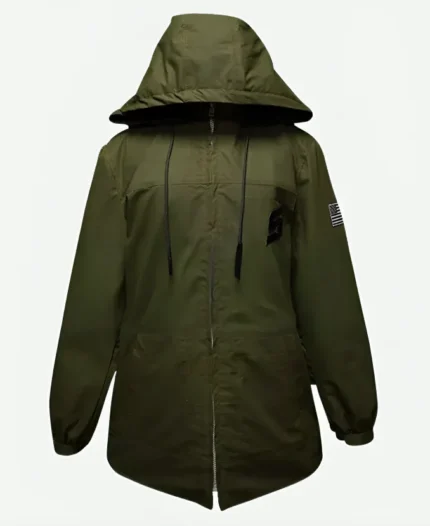 Green Snap On Hooded Jacket