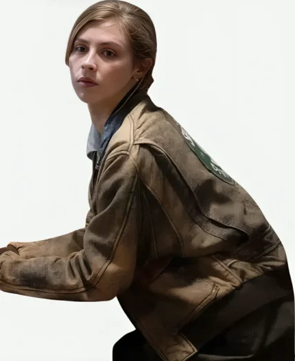 Hermione Corfield Fear Below 2025 Brown Leather Jacket