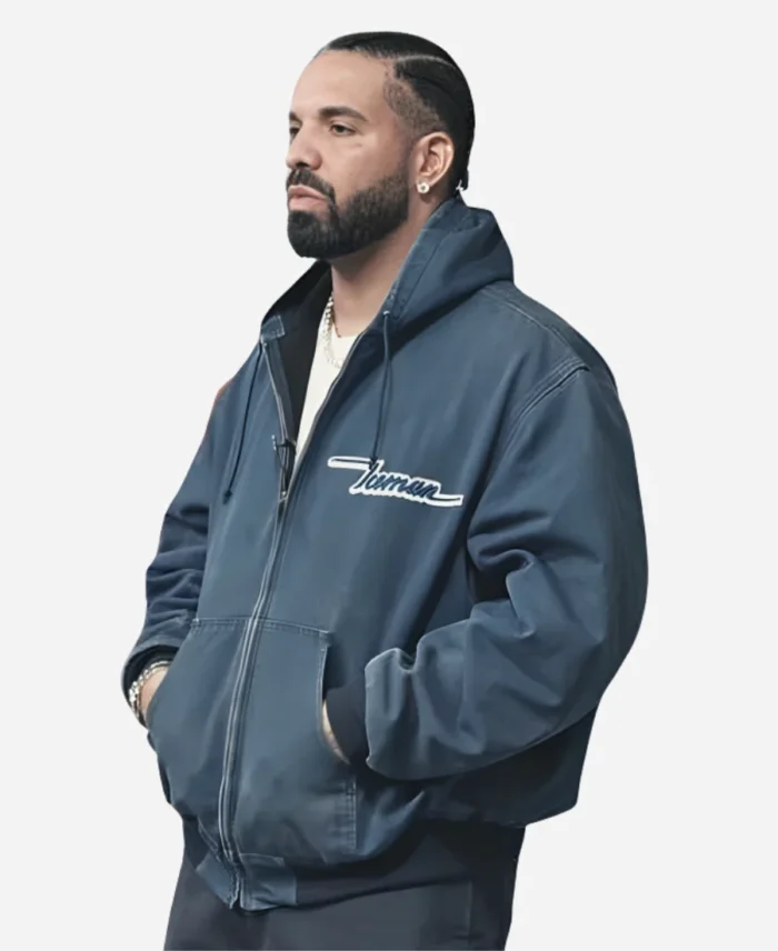 Iceman Drake Blue Hooded Zip-up Cotton Jacket For Sale